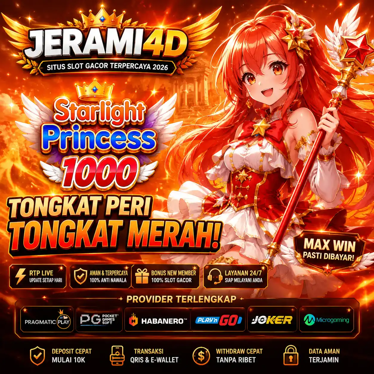 JERAMI4D + Starlight Princess 1000 Tongkat Peri Tongkat Merah!